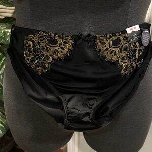 Cacique Black Panties with Gold Lace Accents